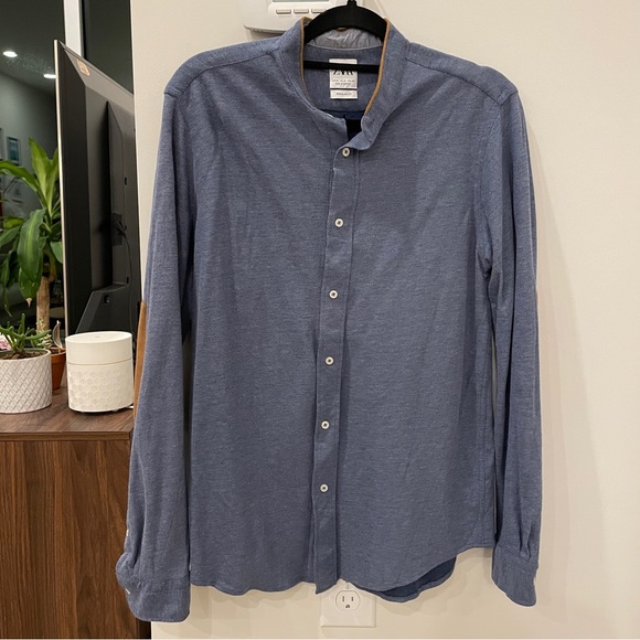 Zara button up long sleeve shirt with elbow patches - Picture 2 of 6